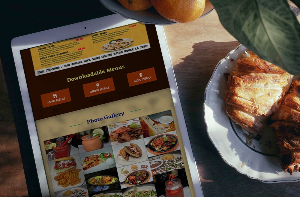 Fiesta Mexican Grill website design tablet view